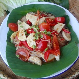 ตำเส้นเล็กหมูยอกุ้งสด