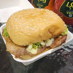 เบอร์เกอร์สันคอหมู 200g+ชีส