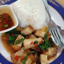 ข้าวราดกระเพราหมูกรอบ