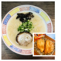 ราเมง ซุปกระดูกหมู ปกติ + เกี๊ยวหมูทอด 2ชิ้น