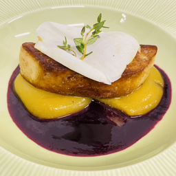 Foie Gras w/Confit Peach & Mix Berries Sauce