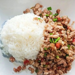 ข้าวหมูสับผัดพริกเกลือ