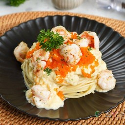 สปาเก็ตตี้ครีมซอสไข่กุ้ง