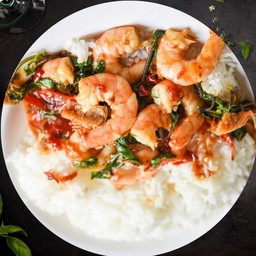 ข้าวกะเพรากุ้ง Shrimp Kapao on rice