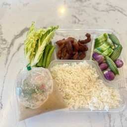 Soybean Paste Rice Set With Fried Pork And Fresh Vegetables