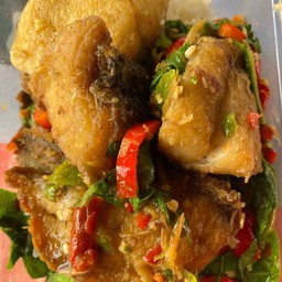 Stir Fried Holy Basil With Fish On Rice