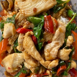 Stir Fried Holy Basil With Chicken On Rice