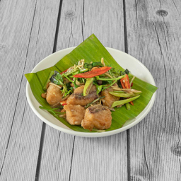 ปลากระพงตั้งโอ๋ (กับข้าว)