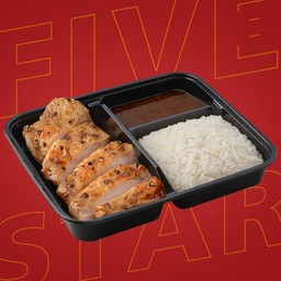 ข้าวสเต็กไก่ย่างพริกไทยดำ