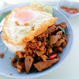 ข้าวกระเพราหมูสับ+ตับ