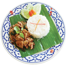 ข้าวราดกะเพราหมูชิ้นโบราณ