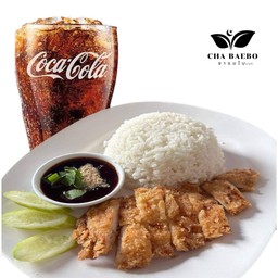 ข้าวไก่กรอบซอสแจ่ว+โค้ก