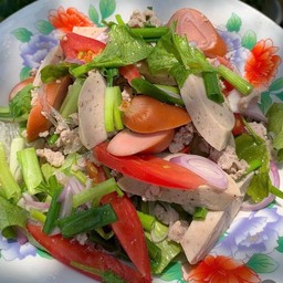 ยำวุ้นเส้นหมูสับ+หมูยอ+ไส้กรอก อร่อย