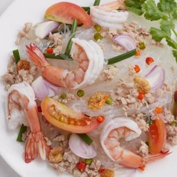 ยำวุ้นเส้น กุ้ง+ไก่สับ ฮาลาล