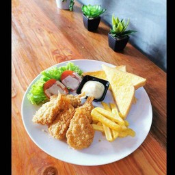 เสต็กกุ้งชุบแป้งทอด