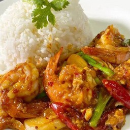 [อร่อยซ่ากับโค้ก] ข้าวกุ้งผัดพริกเผา +  โค้ก ไม่มีน้ำตาล (กระป๋อง)