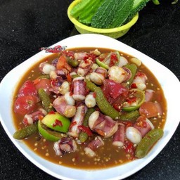 ตำปลาร้าปลาหมึก ไม่ใส่มะละกอ