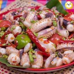 ตำปลาร้าหมึึก ใส่มะละกอ