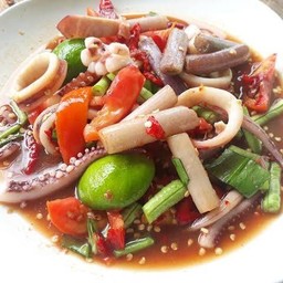 ตำปลาร้าไหลบัวปลาหมึก