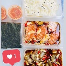 Set แซลมอนดองและกุ้งดอง+น้ำยำ+ข้าว+สาหร่าย