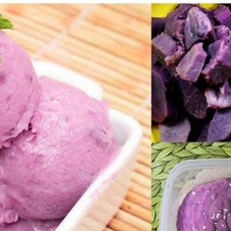 ไอศครีมกะทิโบราณใส่มันม่วง