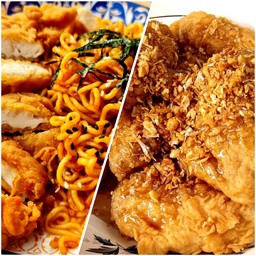 [เซตสุดฮิต] ไก่ทอด ซอสน้ำปลา (Fried Chicken With Fish Sauce) + มาม่าเกาหลี + ไก่ทอด (Korean Noodles With Fried Chicken)