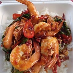 พริกเผากุ้งราดข้าว(ฟรีไข่ดาว)