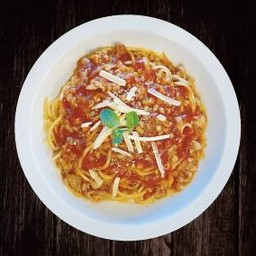 #26.)  สปาเก็ตตี้ผัดซอสชีสมะเขือเทศหมู 蕃茄芝士豬肉醬意大利粉