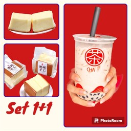 Set 1.1 ชานมไต้หวันมิจิ+เค้กไข่ไต้หวันหลันลี่