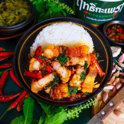 Crispy Pork Basil With Rice