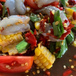 ยำกุ้งสดน้ำปลาร้า