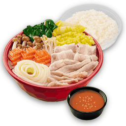 สุกี้นาเบะ ชุดรวมหมู พร้อมข้าวญี่ปุ่น