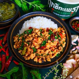 Rice Topped With Stir-Fried Pork And Basil