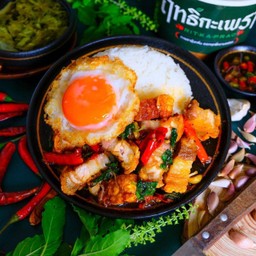 Crispy Pork Basil Rice + Fried Egg
