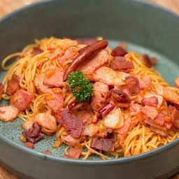 แองเจิลแฮร์ผัดพริกกระเทียมเบคอน