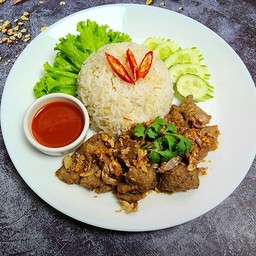 ข้าวราดตับทอดกระเทียม