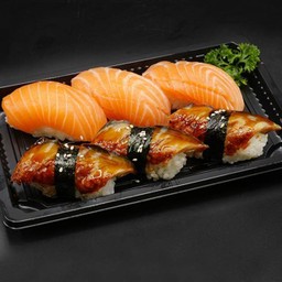 ซูชิปลาแซลมอน 3 คำ + ซูชิปลาไหล 3 คำ