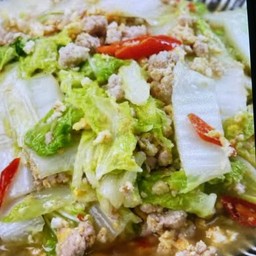 ข้าว ผัดผักกาดขาวไก่สับ