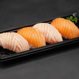 ซูชิปลาแซลมอน 2 คำ + ซูชิปลาแซลมอนเบิร์น 2 คำ