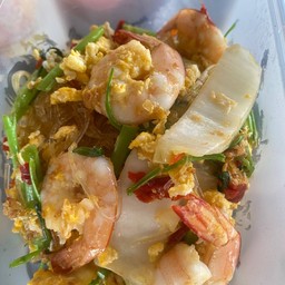 สุกี้แห้งกุ้งสด