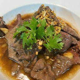 ตับกระเทียมพริกไทย ข้าวสวย