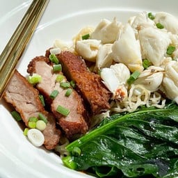 บะหมี่แห้งเนื้อปู+จี๊ผา