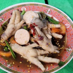 ตำเกาเหลารวมมิตร(กุ้งสด,หมูยอ,ตีนไก่)