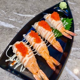 ซูชิหน้ากุ้งมายองไข่กุ้ง 4คำ
