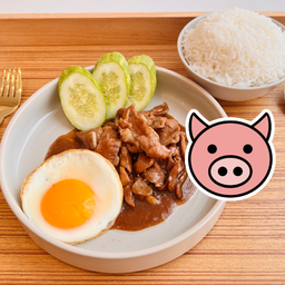 Pad Katiem Pork’s Shoulder with Fried Egg and Rice