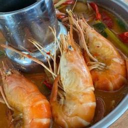 ต้มยำกุ้งแม่น้ำหม้อไฟ Tomyam Kung : Shrimp (Hot Pot)