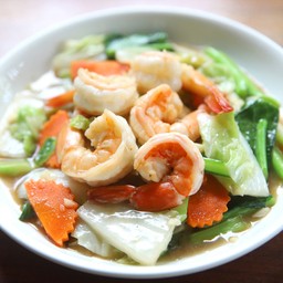 ผักรวมผัดกุ้งสด