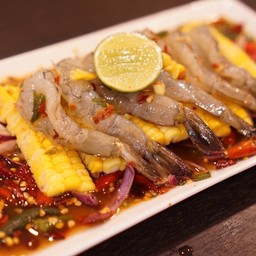 ยำกุ้งสด+ข้าวโพด