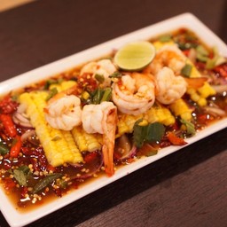 ยำกุ้งสุก+ข้าวโพด
