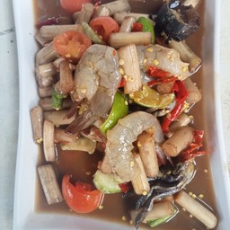 ตำสายบัวกุ้งสดปูปลาร้า